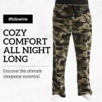 #followme Mens Polar Fleece Pajama Pants Sleepwear Apparel, Black - Leaf, Medium