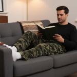 #followme Mens Polar Fleece Pajama Pants Sleepwear Apparel, Black - Leaf, Medium