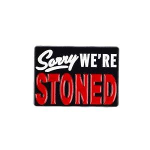 Sorry We’re Stoned Enamel Pin, Funny Cannabis Stoner Smoking Weed Lapel Badges, Smoke Marijuana Weed Stoned Brooch, Marijuana Lover Badge Brooches, 420 Smoker Gift, Humor Cannabis Saying Pin For Backpacks Jackets Bags Hats