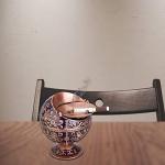 LAUYOO Windproof Ashtray with Lid for Cigarettes Metal Portable Cigar Ashtray Odor Eliminator for Indoor outdoor Hand Stamped Rose Pattern with Sparkle Fancy Gift for Men Women(Dark Purple-Red Copper)