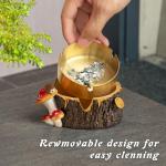 Yiiwinwy Ashtray for Weed Smokers,Hedgehog Mushroom Cute Cigar Ashtray Outdoors with Stainless Steel Tray,Ashtrays for Smokers,Ash trays for Patio Garden Home Outdoor Indoor Decor