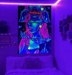 Hippie Hippy Wall Tapestry Trippy Smoking Tapestries Blacklight Tapestry for Stoner Bedroom Room Decor Weed Accessories Smoke Tapestrys Marijuana Cannabis High ST Poster Trippy Room Decor 59”x 51”