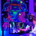 Hippie Hippy Wall Tapestry Trippy Smoking Tapestries Blacklight Tapestry for Stoner Bedroom Room Decor Weed Accessories Smoke Tapestrys Marijuana Cannabis High ST Poster Trippy Room Decor 59”x 51”