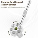 Sivaopa Rotating Tobacco Pipe - Triple Chamber Smoking Pipe, Silver, 3.8 * 1 * 0.3 Inch
