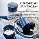 Tmengdao Ashtray with Lid,Smokeless Ashtray for Cup Holder Smell Proof,Detachable Stainless Steel Car Ash Tray with LED Auto Light, for Most Car, Office, Home (Grey)