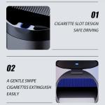 Tmengdao Ashtray with Lid,Smokeless Ashtray for Cup Holder Smell Proof,Detachable Stainless Steel Car Ash Tray with LED Auto Light, for Most Car, Office, Home (Grey)