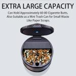 Tmengdao Ashtray with Lid,Smokeless Ashtray for Cup Holder Smell Proof,Detachable Stainless Steel Car Ash Tray with LED Auto Light, for Most Car, Office, Home (Grey)