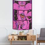 Blacklight Trippy Tapestry for Bedroom Cool Cute Girl Anime Wall Tapestry Aesthetic UV Reactive Purple Tapestries Glow In The Dark Art Wall Hanging Poster for Room Decor 39"x60"