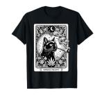 Smoke Meowt Stoner Weed Tarot Card Witchy Black Cat Cannabis T-Shirt