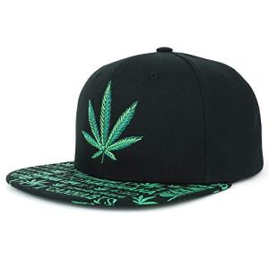 Trendy Apparel Shop Rasta Marijuana Leaf Weed 3D Embroidered Flat Bill Snapback Cap - Black Green