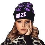 UTOWO Weed Marijuana Acrylic Beanie Hats Marijuana Weed Cuff Beanie-Hat for Women Men Rolling-Up Skully Cap Purple