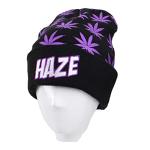 UTOWO Weed Marijuana Acrylic Beanie Hats Marijuana Weed Cuff Beanie-Hat for Women Men Rolling-Up Skully Cap Purple