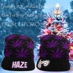 UTOWO Weed Marijuana Acrylic Beanie Hats Marijuana Weed Cuff Beanie-Hat for Women Men Rolling-Up Skully Cap Purple
