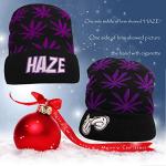 UTOWO Weed Marijuana Acrylic Beanie Hats Marijuana Weed Cuff Beanie-Hat for Women Men Rolling-Up Skully Cap Purple