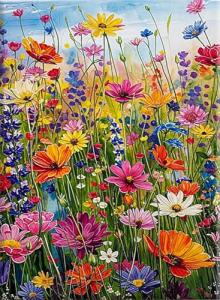 Diamond Art Kits for Adults Beginner, Flowers and Weeds DIY Modern Diamond Painting Kits 5D Diamond Dots Gem Art Crafts with Tools,Round Full Drill Funny Crafts for Home Wall Decor&Gift-12x16in