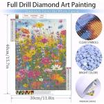 Diamond Art Kits for Adults Beginner, Flowers and Weeds DIY Modern Diamond Painting Kits 5D Diamond Dots Gem Art Crafts with Tools,Round Full Drill Funny Crafts for Home Wall Decor&Gift-12x16in