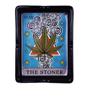 The Stoner Tarot Card Ceramic Ashtray – 4 x 5.5 Inches | Unique Handcrafted Ceramic Smoking Accessory | Durable & Stylish Ashtray for Home, Desk, or Collectible Display