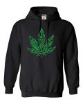 Go All Out Large Black Mens Giant Psychedelic Pot Leaf Marijuana 420 Sweatshirt Hoodie