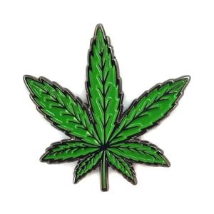 Kolorspun Marijuana Leaf Enamel Lapel Pin (Green/Black Nickel)