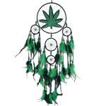 Remorlet Green Leaf Weed Dream Catcher Wall Hanging Decor Bedroom Adult Living Room Home Bohemian Decorations (5 Rings)