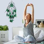 Remorlet Green Leaf Weed Dream Catcher Wall Hanging Decor Bedroom Adult Living Room Home Bohemian Decorations (5 Rings)