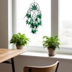 Remorlet Green Leaf Weed Dream Catcher Wall Hanging Decor Bedroom Adult Living Room Home Bohemian Decorations (5 Rings)