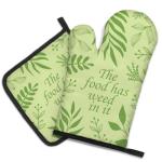 DYJYBMY The Food Has Weed in It Funny Oven Mitts and Pot Holder Set, Funny Kitchen Gadgets for Women, Valentine Housewarming Gifts for Chef Her Lovers, Hostess Birthday Gifts for Mom Aunt Sister BFF