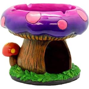 YIANI Cute Mushroom House Ashtrays with Storage - Cool Ashtrays for Weed Smokers and Bong Users with Smoking Accessories Collection(Mushroom Ashtray)