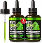 Hemp Oil for Dogs and Cats - Organic Hemp Oil Drops for Anxiety Relief, Stress,Pain, Calming, Sleep, Arthritis - Hip and Joint Support - Skin Health, Anti-Inflammatory - Omega 3-6-9 Pet Drops (2 Pack)