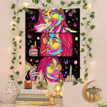 59x51 Trippy Tapestry for Bedroom Blacklight Tapestry Glow in the Dark Hippie Hippy Wall Tapestries Trippy Smoking Black Light Stoner Room Decor Weed Accessories Marijuana Cannabis High ST Poster Sign