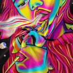 59x51 Trippy Tapestry for Bedroom Blacklight Tapestry Glow in the Dark Hippie Hippy Wall Tapestries Trippy Smoking Black Light Stoner Room Decor Weed Accessories Marijuana Cannabis High ST Poster Sign