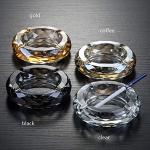 Crystal Glass Ashtray, Cigar Cigarettes Ashtray Holder Home Office Desktop Tabletop Decoration,Crystal Gold
