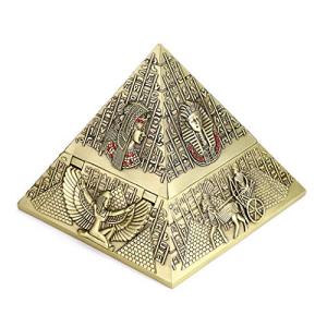 Hipiwe Windproof Metal Pyramid Ashtray - Vintage Egyptian Style Cigarette Ashtray Holder with Lid, Desktop Tobacco Ash Tray for Outdoor Indoor, Patio, Office, Home Decorative Art, Bronze
