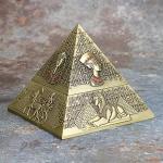 Hipiwe Windproof Metal Pyramid Ashtray - Vintage Egyptian Style Cigarette Ashtray Holder with Lid, Desktop Tobacco Ash Tray for Outdoor Indoor, Patio, Office, Home Decorative Art, Bronze