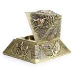Hipiwe Windproof Metal Pyramid Ashtray - Vintage Egyptian Style Cigarette Ashtray Holder with Lid, Desktop Tobacco Ash Tray for Outdoor Indoor, Patio, Office, Home Decorative Art, Bronze
