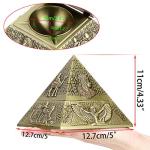 Hipiwe Windproof Metal Pyramid Ashtray - Vintage Egyptian Style Cigarette Ashtray Holder with Lid, Desktop Tobacco Ash Tray for Outdoor Indoor, Patio, Office, Home Decorative Art, Bronze