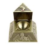Hipiwe Windproof Metal Pyramid Ashtray - Vintage Egyptian Style Cigarette Ashtray Holder with Lid, Desktop Tobacco Ash Tray for Outdoor Indoor, Patio, Office, Home Decorative Art, Bronze