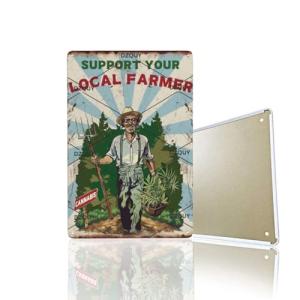 Vintage Farmer Man Decor Plaque Metal Tin Weed Support Your Local Farmer Tin Sign Cannabis Gardening Farmhouse Wall Art Decoration Garden Metal Sign 8x12inch