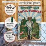 Vintage Farmer Man Decor Plaque Metal Tin Weed Support Your Local Farmer Tin Sign Cannabis Gardening Farmhouse Wall Art Decoration Garden Metal Sign 8x12inch