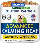 BARK&SPARK Advanced Calming Chews for Dogs - Hemp Chew + Melatonin - Anxiety Relief - Sleep Aid - Relaxing Treats - Stress Relief During Fireworks, Storms, Thunder, Barking - Made in USA - 60Ct