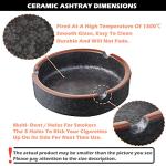 OUSACE Ceramic Ashtray Stylish Indoor & Outdoor Cigarette Ashtray for Home, Coffee Bars, and Patios，Lava Dazzling Black (Medium Size)