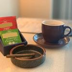 OUSACE Ceramic Ashtray Stylish Indoor & Outdoor Cigarette Ashtray for Home, Coffee Bars, and Patios，Lava Dazzling Black (Medium Size)