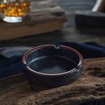 OUSACE Ceramic Ashtray Stylish Indoor & Outdoor Cigarette Ashtray for Home, Coffee Bars, and Patios，Lava Dazzling Black (Medium Size)