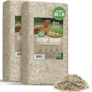 Small Pet Select - Jumbo - Hemp HURD Ultra-Premium Chicken Bedding, Biodegradable Chicken Coop Animal Bedding, Eco Friendly Odor Control, 36 lb (Two 18lb Bags)