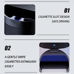 Tmengdao Ashtray with Lid Smell Proof,Smokeless Ashtray for Cup Holder,Cigar Ash Tray,Detachable Stainless Steel Car Ash Tray with LED Auto Light, for Most Car, Office, Home (Black)