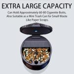 Tmengdao Ashtray with Lid Smell Proof,Smokeless Ashtray for Cup Holder,Cigar Ash Tray,Detachable Stainless Steel Car Ash Tray with LED Auto Light, for Most Car, Office, Home (Black)