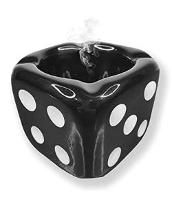 Jeuristic Ashtrays for Cigarettes Dice Ashtray - Premium Ceramic Cool Ashtrays Gifts for Smokers Home Ashtrays for Indoor Outdoor Patio Retro Desktop Decor Unique Decorative Fancy Cute Ashtray Black