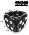 Jeuristic Ashtrays for Cigarettes Dice Ashtray - Premium Ceramic Cool Ashtrays Gifts for Smokers Home Ashtrays for Indoor Outdoor Patio Retro Desktop Decor Unique Decorative Fancy Cute Ashtray Black