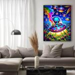 puonidwo Trippy Alien Spaceship 5D Diamond Painting Kit, Round Full Drill DIY Diamond Art for Adults, Beginners, Home Decor, 12x16 Inch