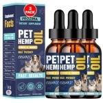 Hemp Oil for Dogs Cats (3 Pack) Organic Helps with Аnxiеty, Calming, Pain Relief, Sleep, Arthritis, Seizures Support Pet Supplement for Smal & Large Pets with Omega 3-6-9 Oil Fast Results Made in USA